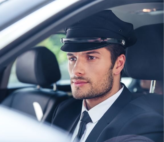 Dedicated chauffeur in a car